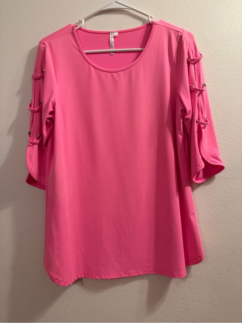Lulu B Hot Pink Tie-Sleeve Tunic Top Size Small
